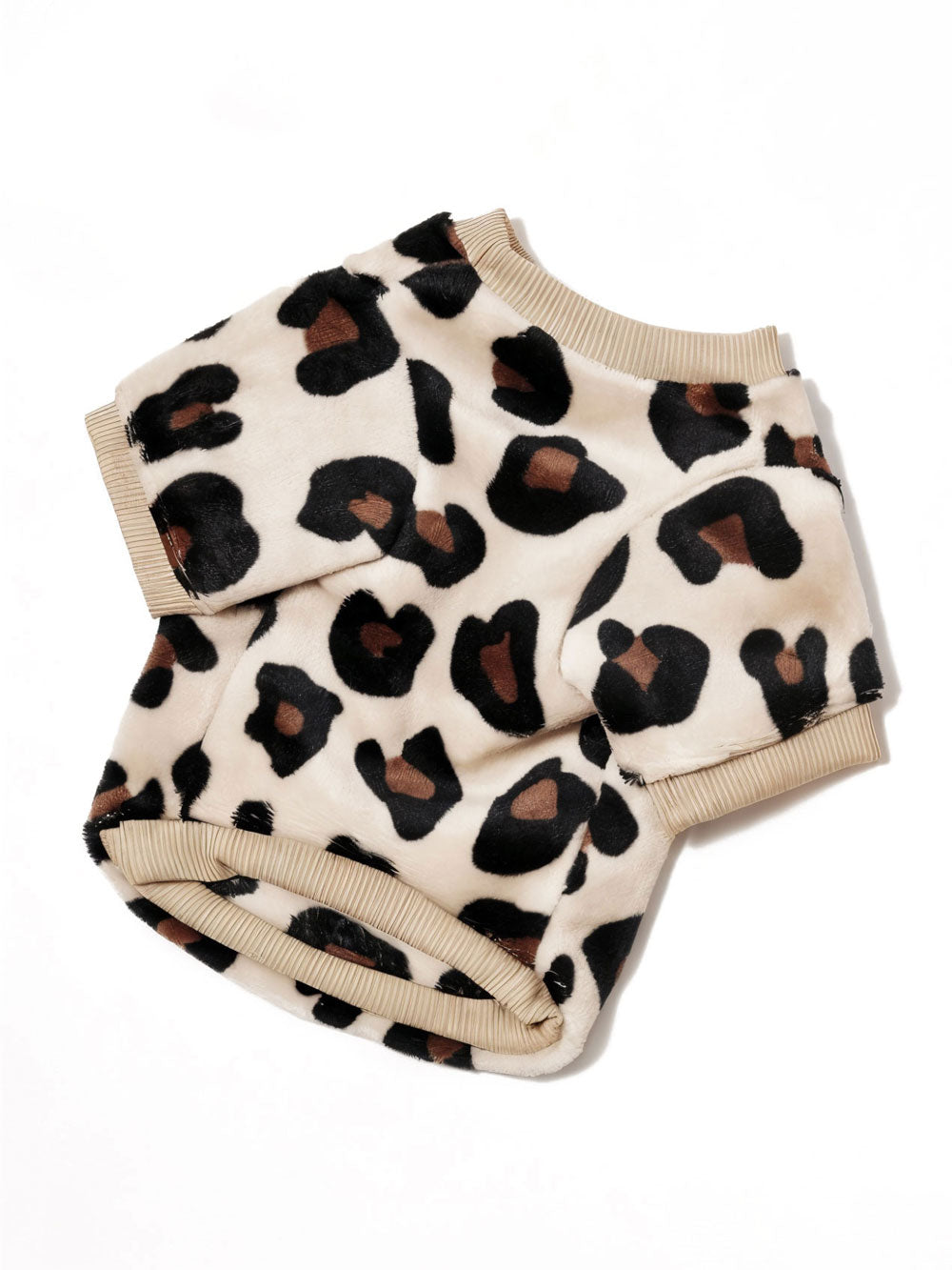 Leopard Print Cat Sweatshirt – Thermal-Lined Crewneck